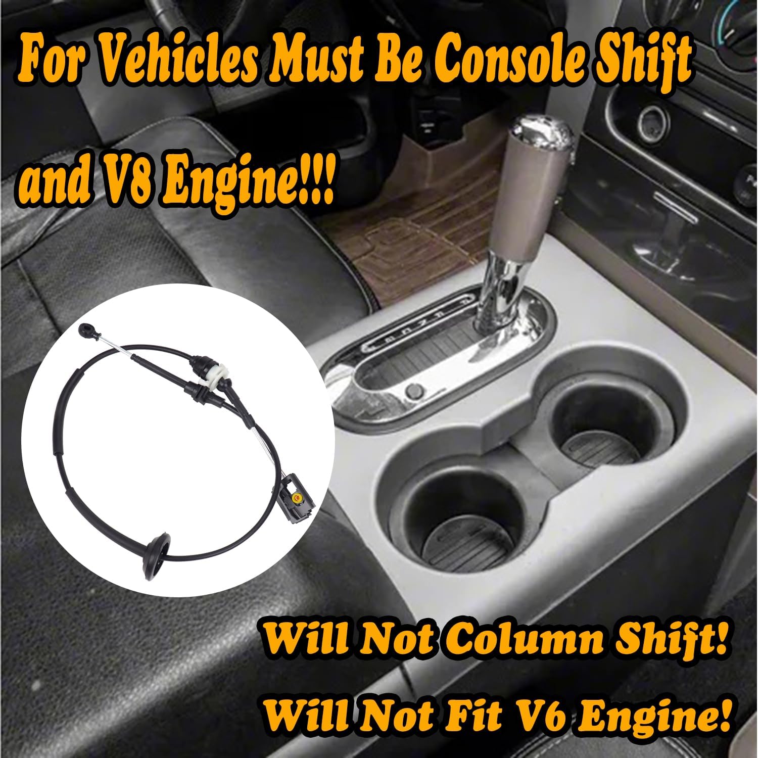 WayJun Console Shift Automatic Transmission Shifter Cable Compatible with 2005-2008 Ford F-150, 2006-2008 Lincoln Mark LT 4R70W/E 4R75W/E With Console Shift V8 Engine