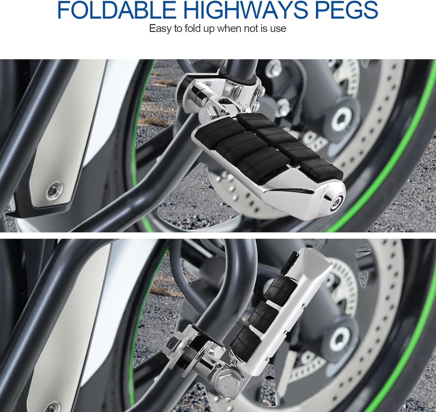 Motorcycle Highway Pegs, Crash Bar Highway Foot Pegs Footrest For Harley Touring Electra Street Glide Road King Sportster Kawasaki 1"(25mm), 1 1/4" (32mm), 1 1/3" (34mm) Engine Guard