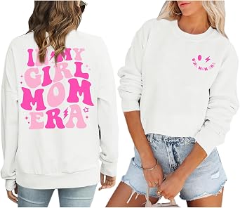 In My Girl Mom Era Sweatshirt Women Funny Mama Graphic Shirt Cool Mom Shirts Casual Long Sleeve Gift Pullover Tops