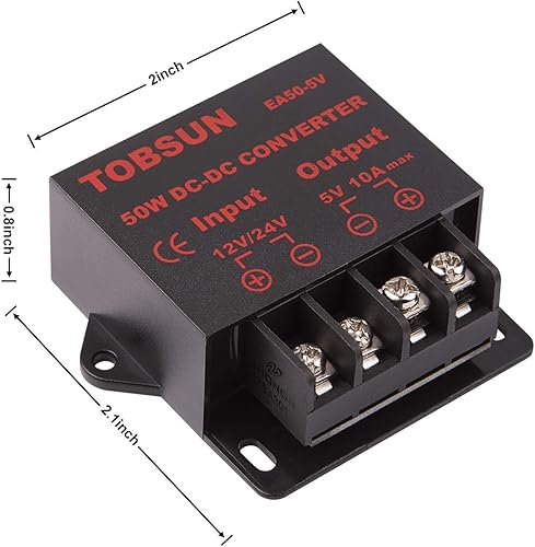 Miniatura 5 de Convertidor de 12 V a 5 V - iGreely DC 12V 24V a 5V 10A Adaptador de convertidor reductor de voltaje CC Regulador de fuentes de alimentación Módulo
