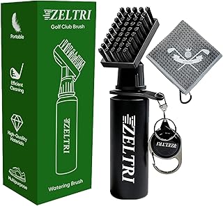 Golf Club Brush Cleaner with Retainer Clip and 8.0 x 8.0 in Golf Towel - Holds 4 Oz Water Durable Nylon Bristles for Easy Cleaning Essentials Golf Accessories