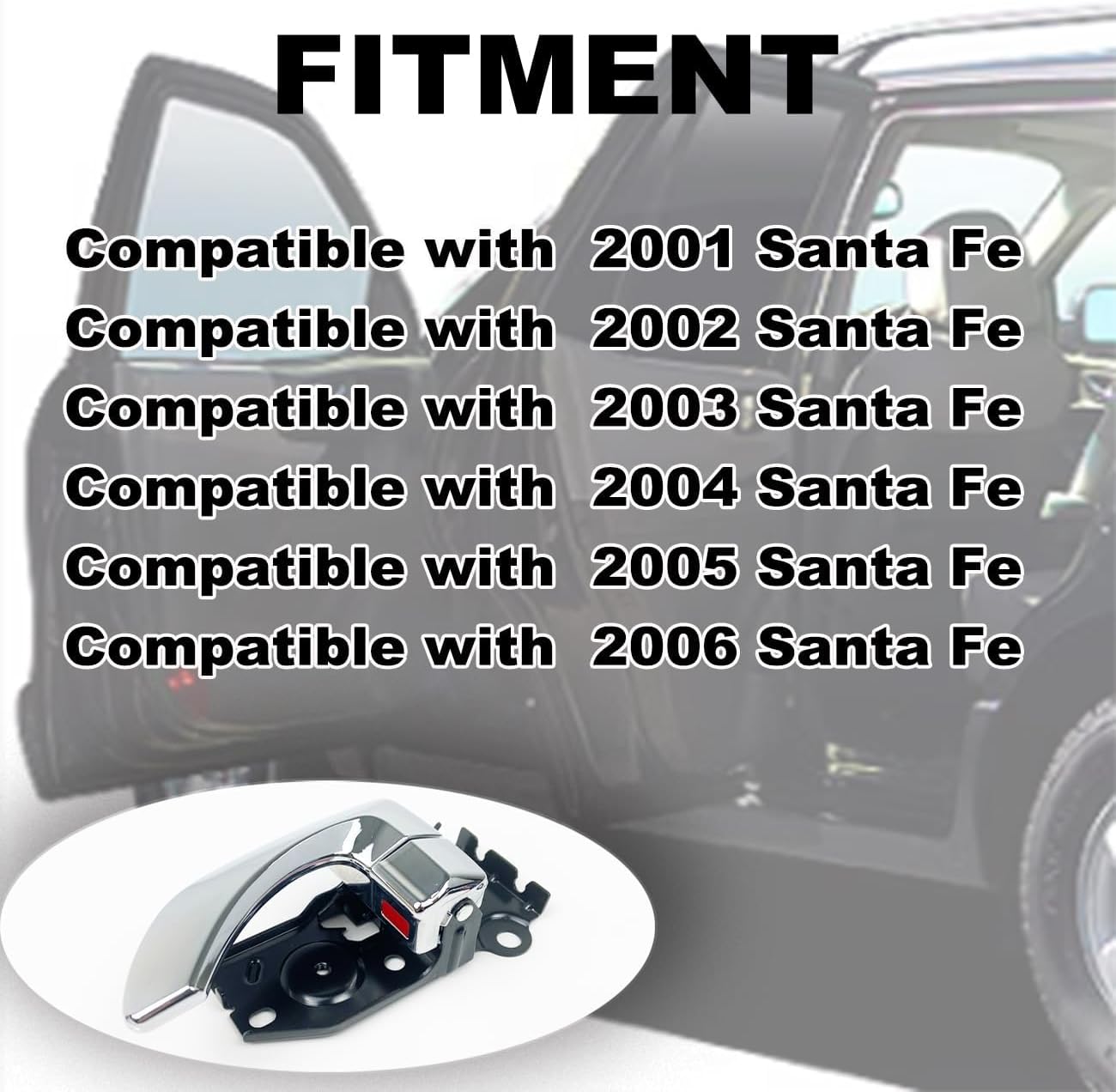 Cheriezing Inside Interior Door Handle Compatible with Hyundai 2001-2006 Santa Fe, Front Left Driver & Front Right Passenger Side, 1 Pair