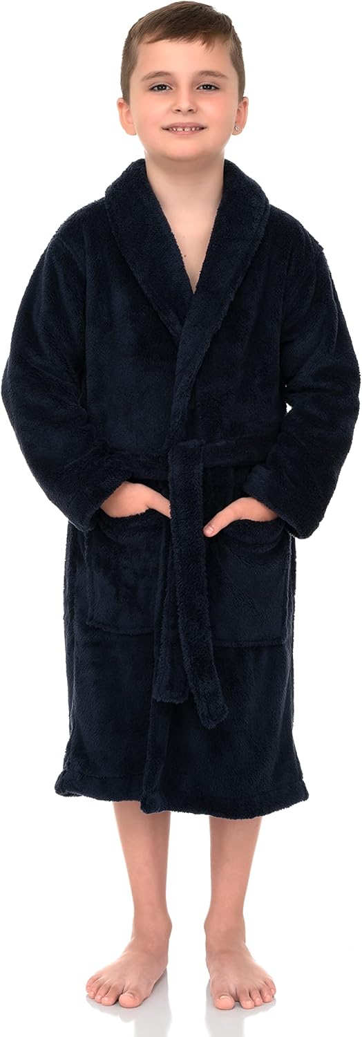 TowelSelections Boys Robe, Kids Plush Shawl Fleece Bathrobe: Clothing, Shoes & Jewelry