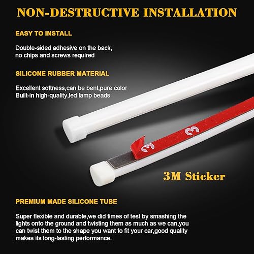 Miniatura 6 de LEADTOPS Show Glow 2 x 23 pulgadas de doble color blanco-ámbar Switchback faro LED tubo tira de luz DRL luz diurna y lámpara de señal de giro para