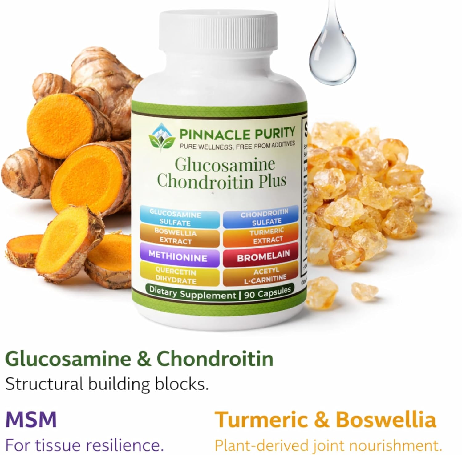 Glucosamine Chondroitin Plus, 90 Capsules, 30-Day Supply, Joint Support Supplement for Men & Women with Glucosamine, Chondroitin & MSM, Promotes Flexibility, Mobility & Active Living