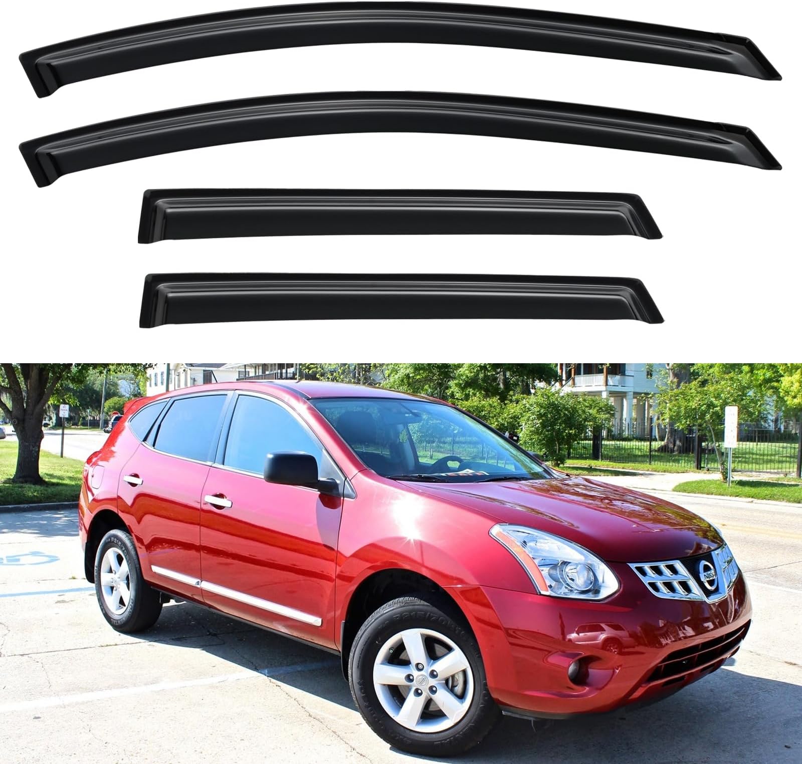 Window Visors Rain Guards Shield for 2009-2013 Nissan Rogue, Window Wind Deflectors Vent Shades for 09-13 Rogue