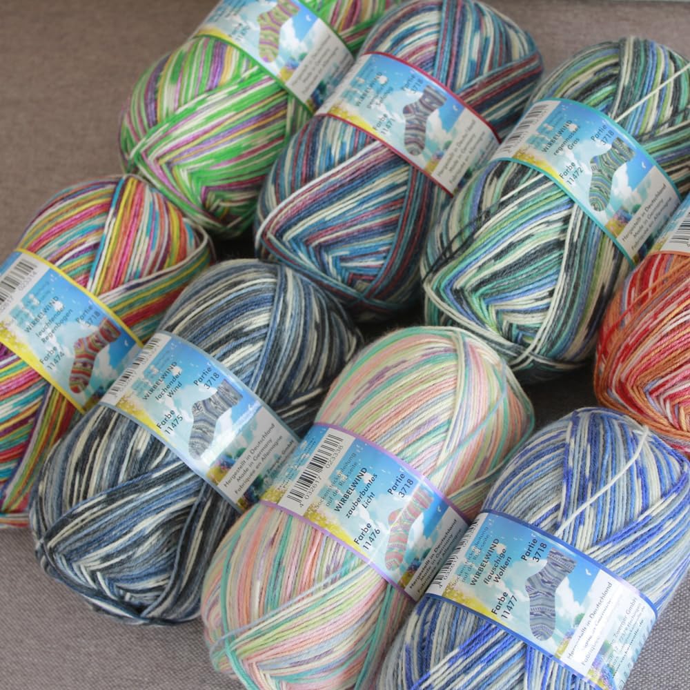 100g Opal 4ply Sock Yarn Wirbelwind Collection, 75% Wool 25% Polyamide Space Dyed Colourful Yarn for Knitting&Crocheting (11474)