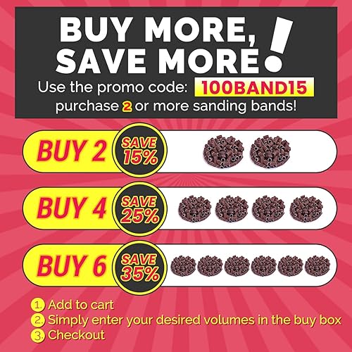 Miniatura 23 de MelodySusie 100 unidades de brocas de uñas, bandas de lijado para taladro de uñas, 120 bandas de lijado de lima de uñas de grano medio para uñas
