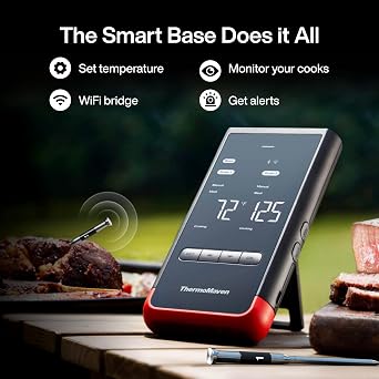 ThermoMaven P2 Upgraded Wireless Meat Thermometer with 2 Probes, 6 Sensors | WiFi Unlimited Range, ±0.3℃ Accuracy, APP, Smart Display Base, IPX8 Dishwasher Safe, Food Probe for BBQ Oven Smoker Air Fryer