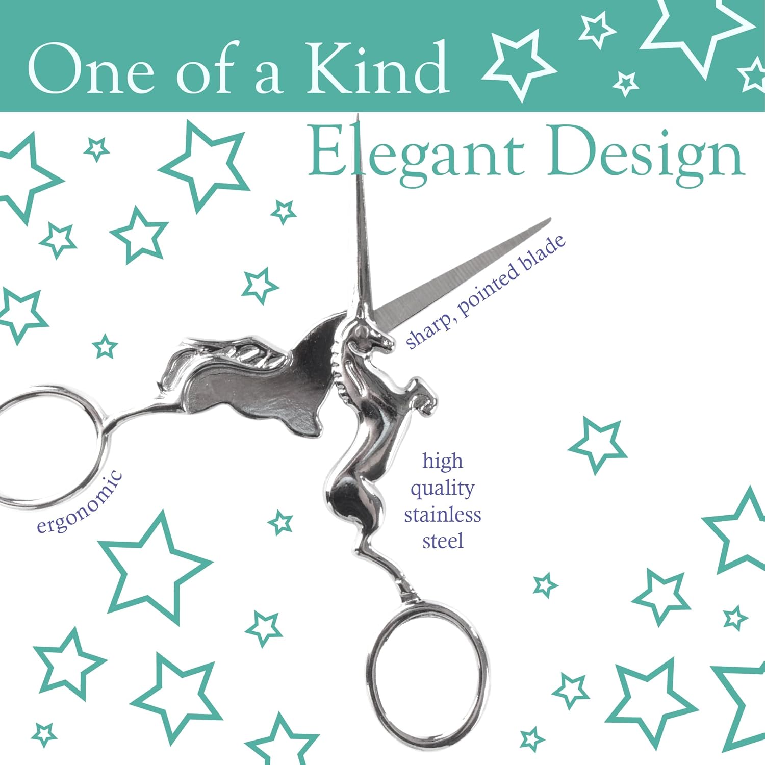 JubileeYarn Unicorn Embroidery Craft Stainless Steel Scissors - Silver - 10 Pairs