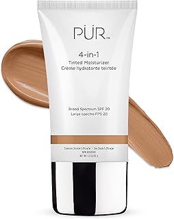 PÜR MINERALS 4-in-1 Tinted Moisturizer With SPF 20 - Hydrating Face Moisturizer, Primer, & Foundation With Shea Butter, Aloe Vera & Vitamin B3 - Vegan Friendly - Free of Paraben, Gluten & BPA