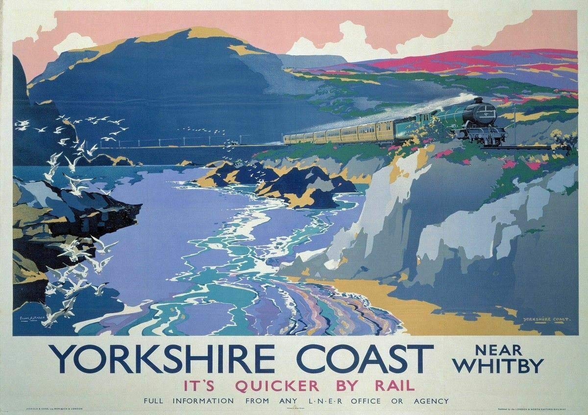 Biopracess Metalpostera29456 Yorkshire Coast Railway Advertising Metal Sign Wall Plaque Art Vintage Retro Metal Tin Sign 8X12 Inches
