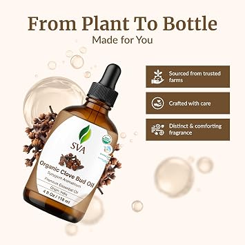 SVA Organic Clove Essential Oil with Dropper, 4 Fl Oz (118 ml)