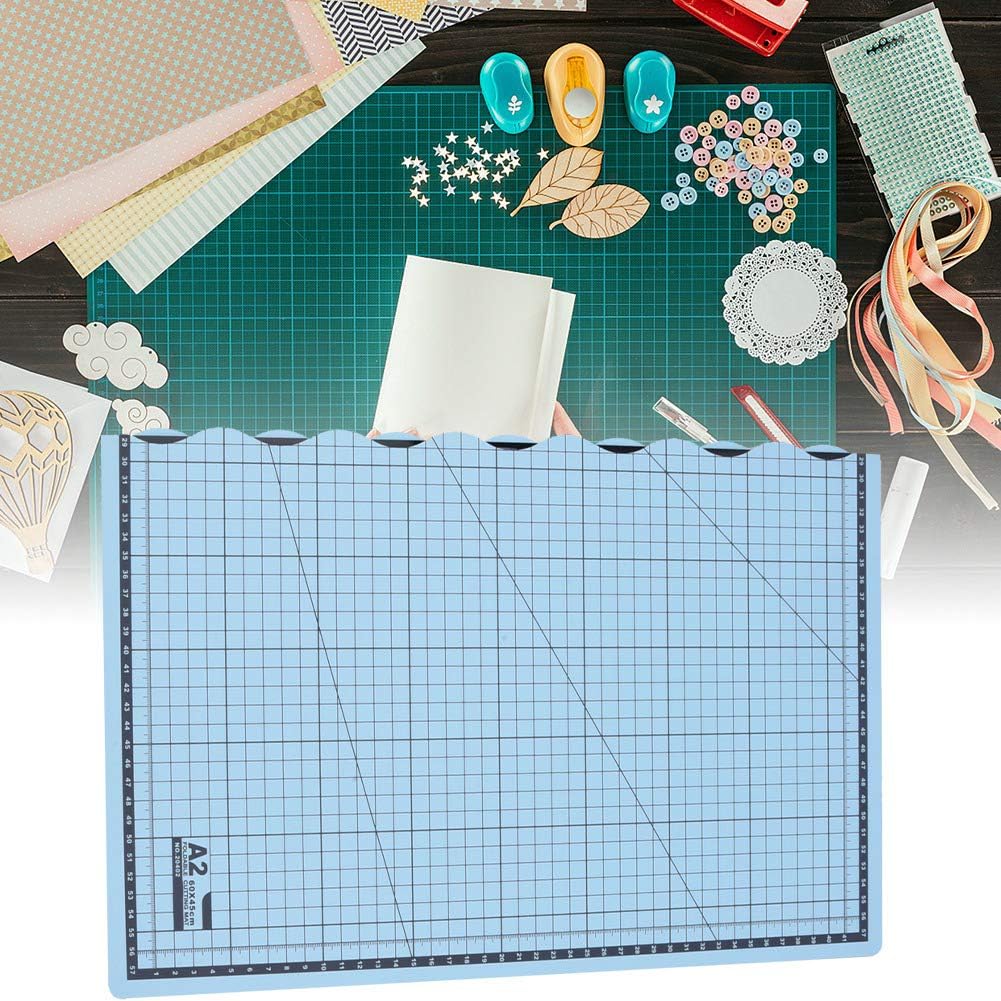 Portable Folding A2 Self Healing Cutting Mat, Foldable Cutting Board with Grid Lines, Pink Gray Matcha Green Sky Blue Optional, Non Slip Craft Pad for Paper Leather Fabric Carving, (Sky Blue)