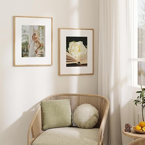 Miniatura 2 de Dreamland Marco para póster de 16 x 20 pulgadas, marcos de fotos de madera de roble macizo con vidrio templado de alta calidad, marco de esquinas