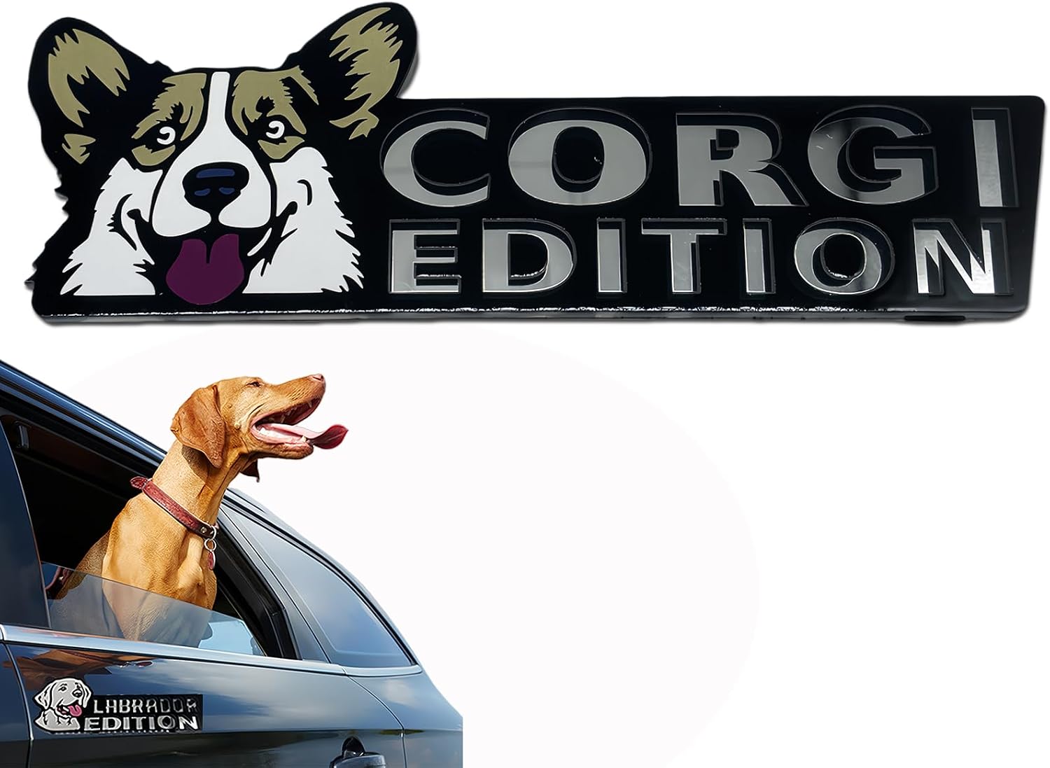 Car Emblem: Dog Car Badge Laser Cutting Emblem Cool Decals Trucks German Shepherd Badge Corgi Edition Doodle Golden Retriever Vehicles Dachshund Addition Rottweiler (Corgi)