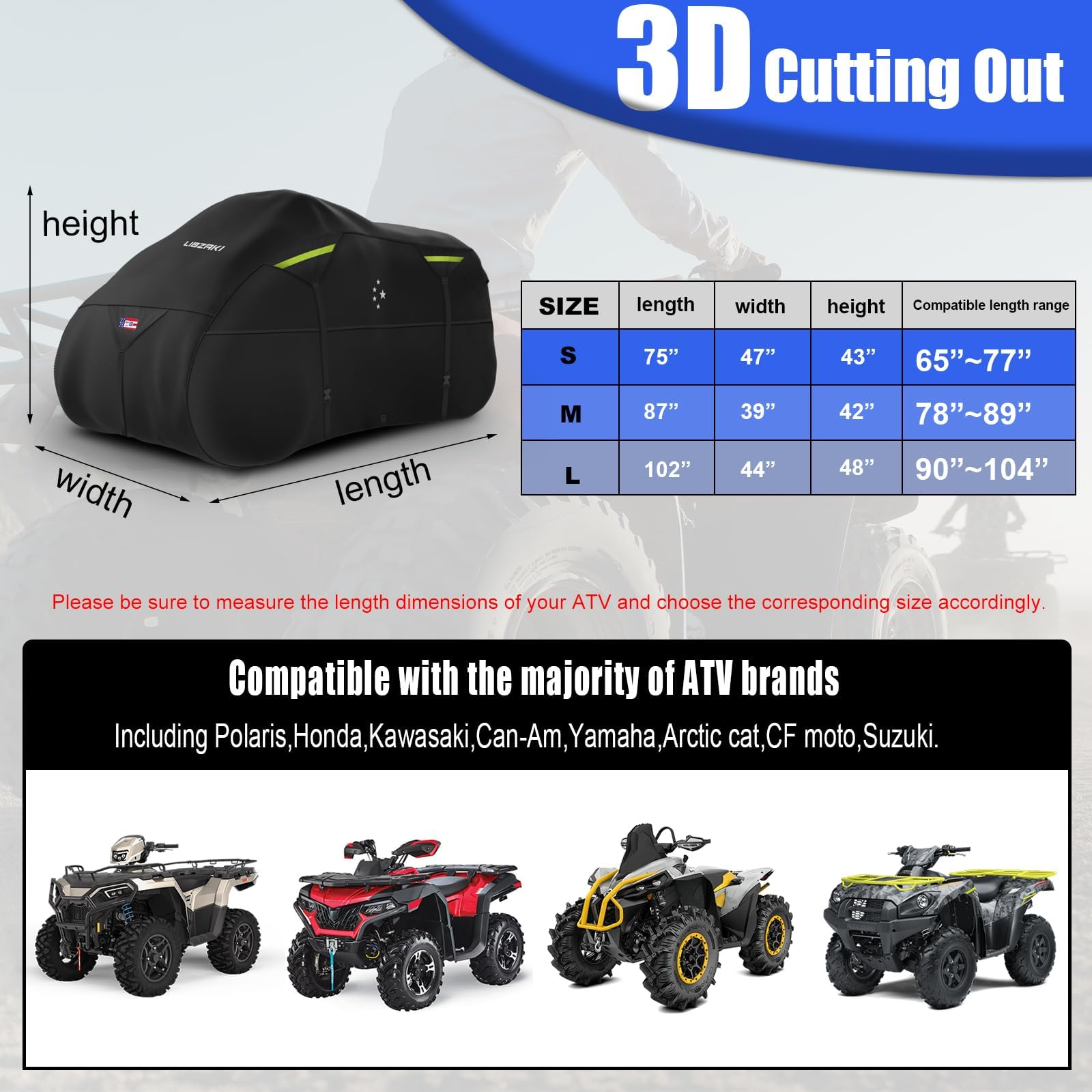 Funda impermeable para cuatrimoto 600D, resistente, remolque, 4 ruedas, quad para todas las estaciones, resistente a la intemperie, protección UV para Polaris, Kawasaki, Yamaha, Suzuki