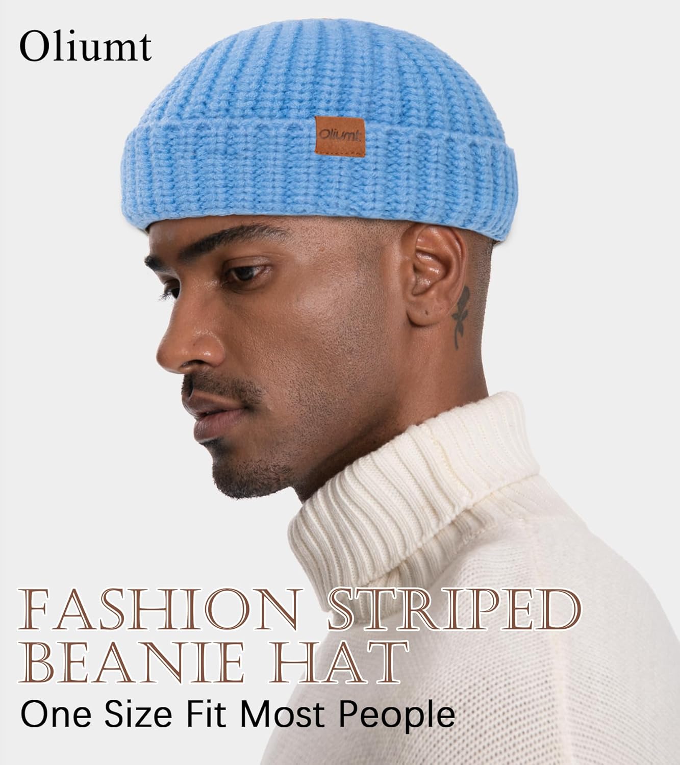 Fisherman Short Beanie Hats for Men, Knit Skull Cap Cuff Trawler Hat Mens Stylish Watch Cap Winter Warm Hat for Daily Wear - Image 2