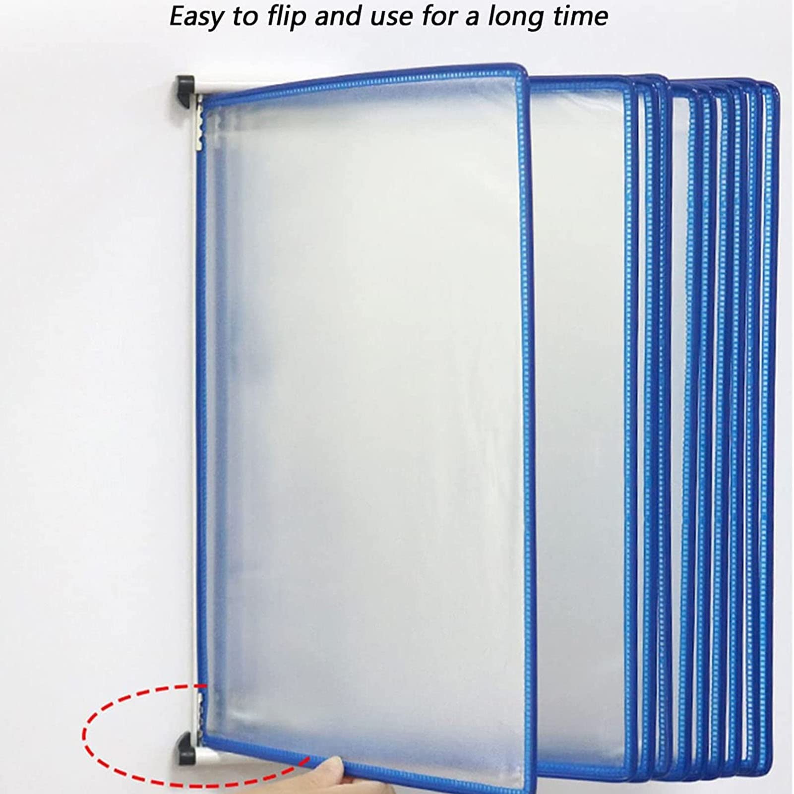 Wand-Schautafelsystem mit 20 Seiten, Wandmontage, Klapp-Aktenhalter, Schreibtisch-Dokumentenhalter für A4-Dokumente, ideal für Büro und Zuhause (weiß)