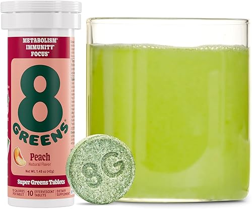 8Greens Supergreens Tablets | Super Greens Powder Superfood Tablet, metabolismo inmunidad y enfoque, tabletas efervescentes de verduras diarias,