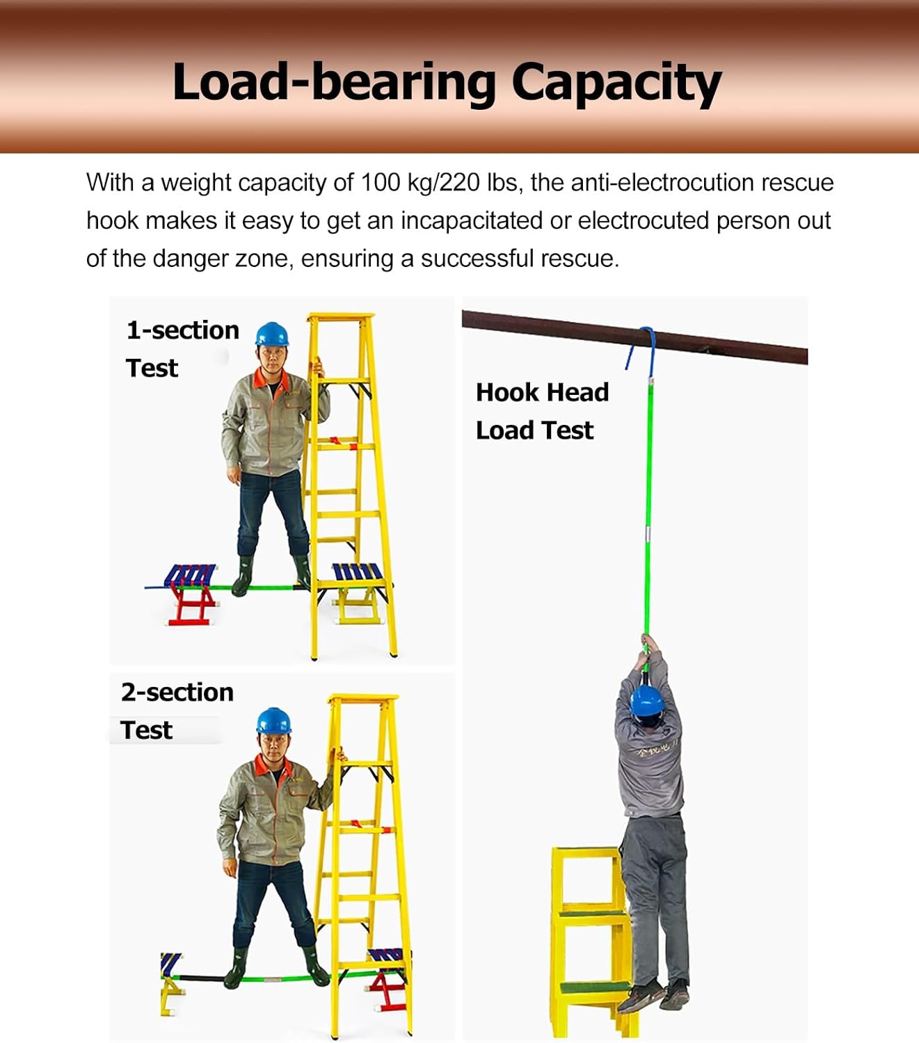 High Voltage Insulated Rescue Hook, 2-Piece Detachable Anti-Electrocution Tool for Electrical Safety, Emergency Life-Saving Equipment for Fire Electricians