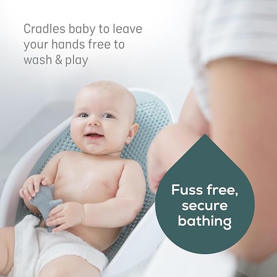 Angelcare - Baby Bath Support - Soft Touch Support - Water Level Indicator - Ideal for Babies Less Than 6 Months Old - Aqua | Soft Bi-Material Design - Mildew Resistant - For Bathtubs and Showers - Wrap Around Shape - From Birth - Blue