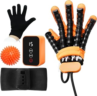 Auto Mirror Rehabilitation Robot Gloves Rechargeable Portable Cordless Hand Finger Therapy Trainer for Stroke Hemiplegia Relieve Hand Cramps Training Device (Right - M)