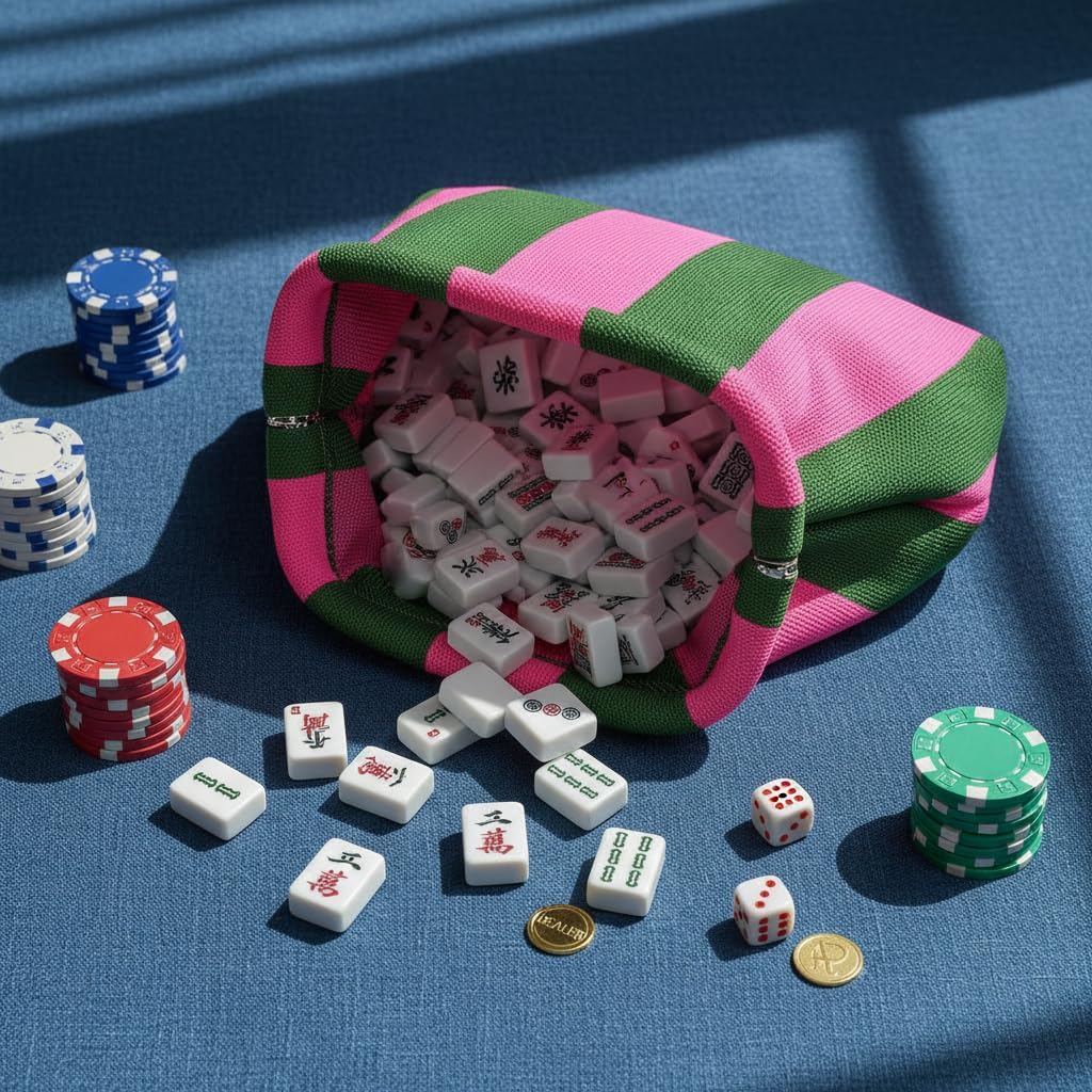 Mahjong Tile Bag Woven Clutch Purses for Women Striped Dumpling Bag Evening Handbag for Mahjong Game Lovers Vacation Supplies