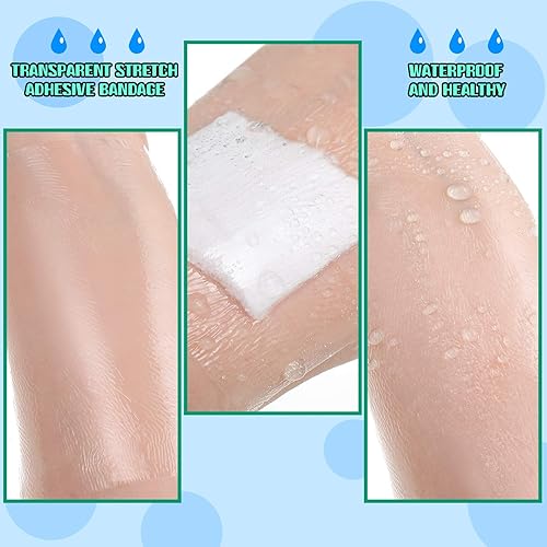Vista 12 de Vendaje adhesivo transparente, impermeable, cinta elástica para tatuajes y natación (2 pulgadas x 10.94 yardas)