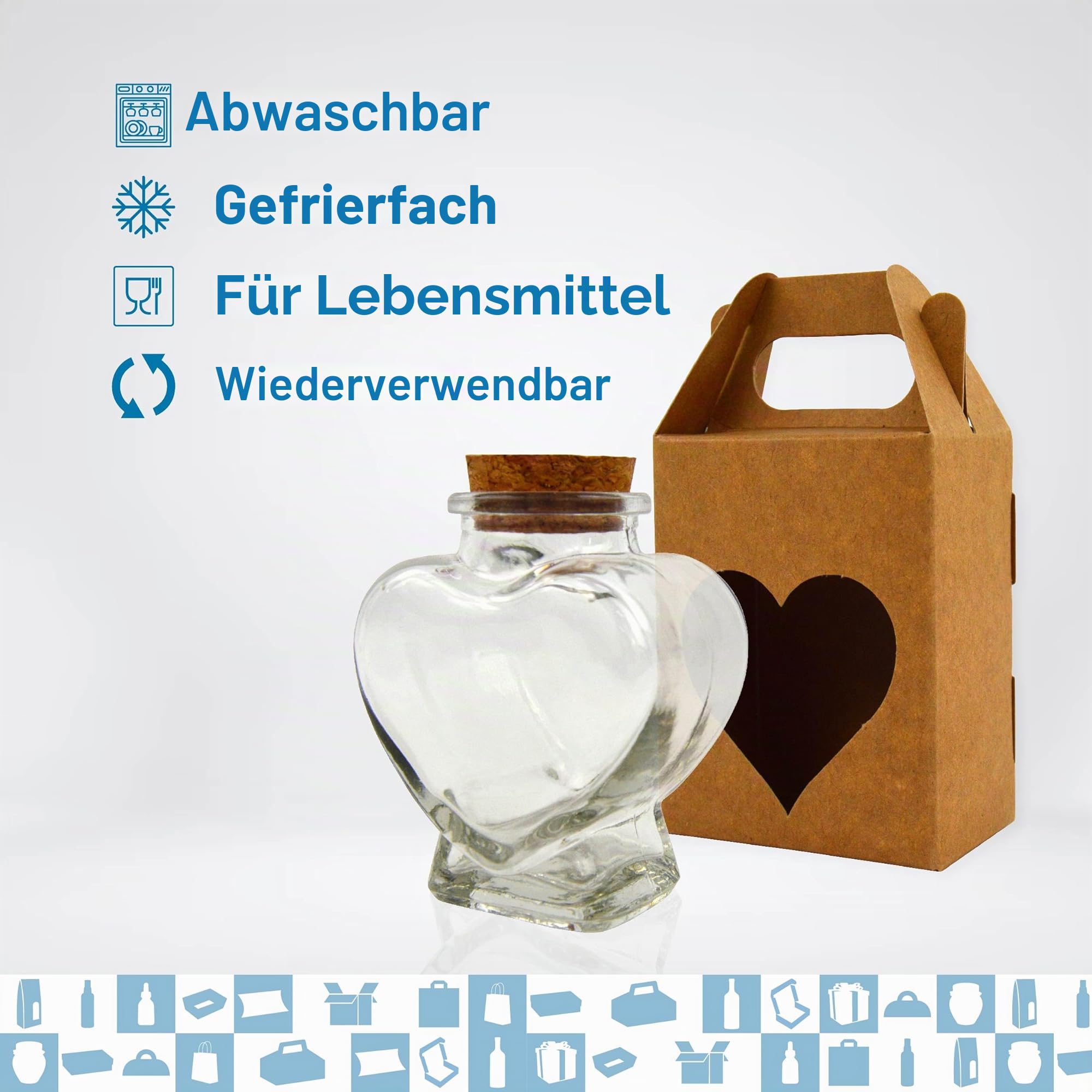 Espirito Rebelde 20 Magische Libellen in Herzform, 70 ml, mit Korkverschluss + 20 Schachteln | Dekoration, Geschenke und Souvenirs für die Hochzeit | Tränkenflasche