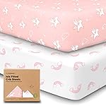 KeaBabies 2-Pack Baby Crib Sheets for Boys, Girls - 52x28 Viscose Derived from Bamboo Toddler Bed Sheets Neutral, Fitted Crib Mattress Cover for Standard Baby Bedding, Soft & Cozy (Dreamland)
