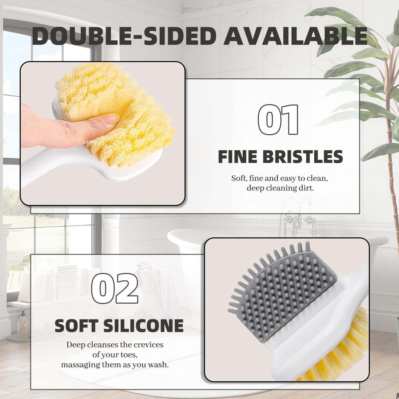 Brosse Pieds Douche, Brosse de Douche pour Pied, Brosse à Pieds pour la Douche, Brosse de Lavage des Pieds avec Manche