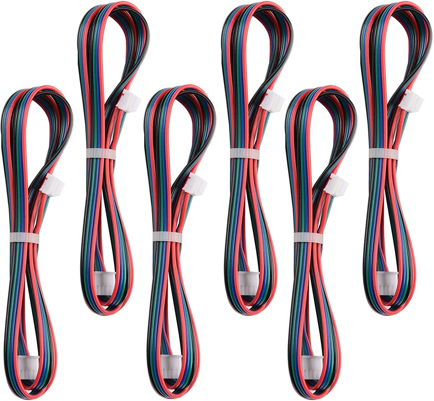 R REIFENG 6pcs Setpper Motor Cable Connectors XH2.54 4pin to XH2.0 6pin F/F White Terminal Paralled Motor Wires for 3D Print Motor Cables,1M/3.28ft