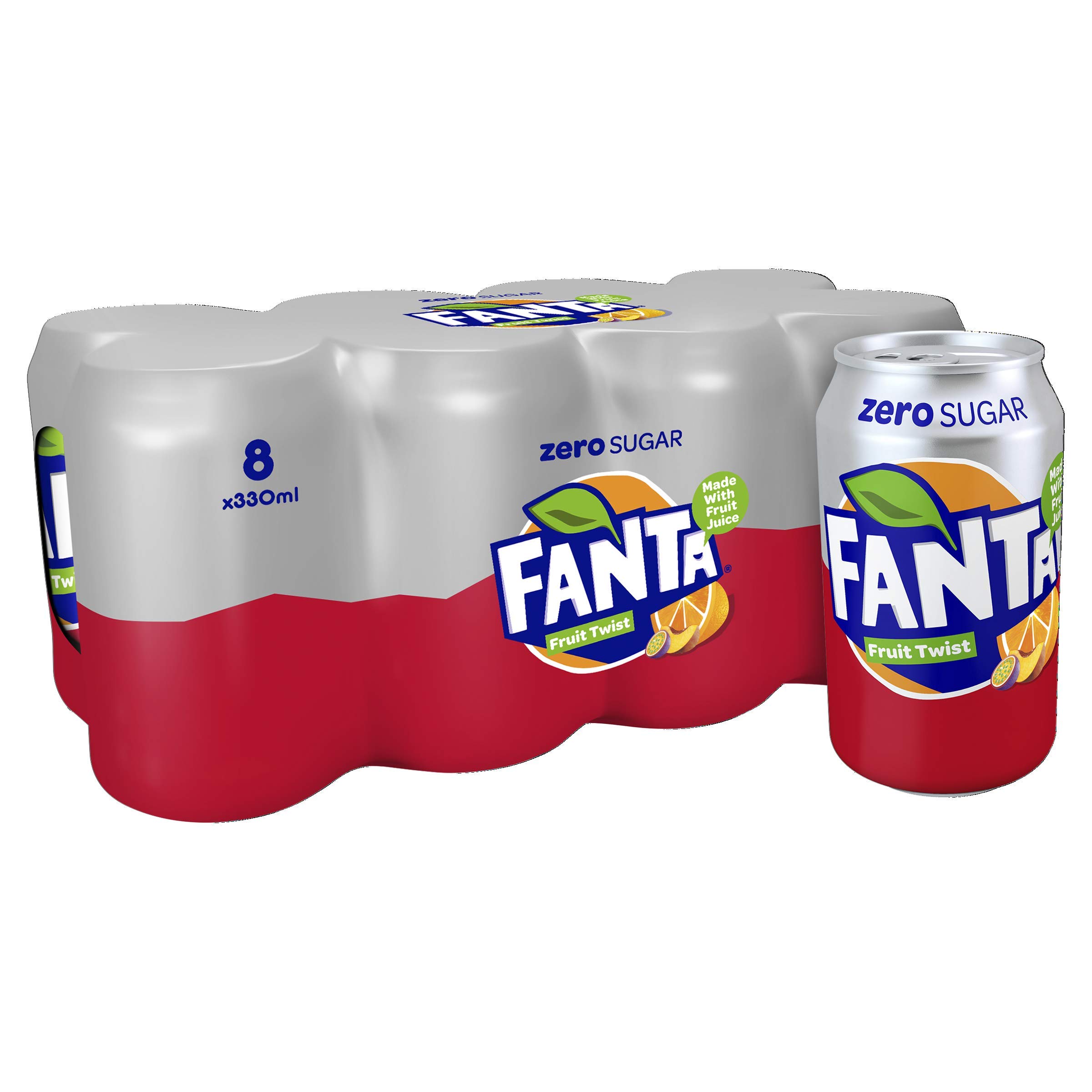 Fanta Fruit Twist Zero, 330 ml, Pack of 8
