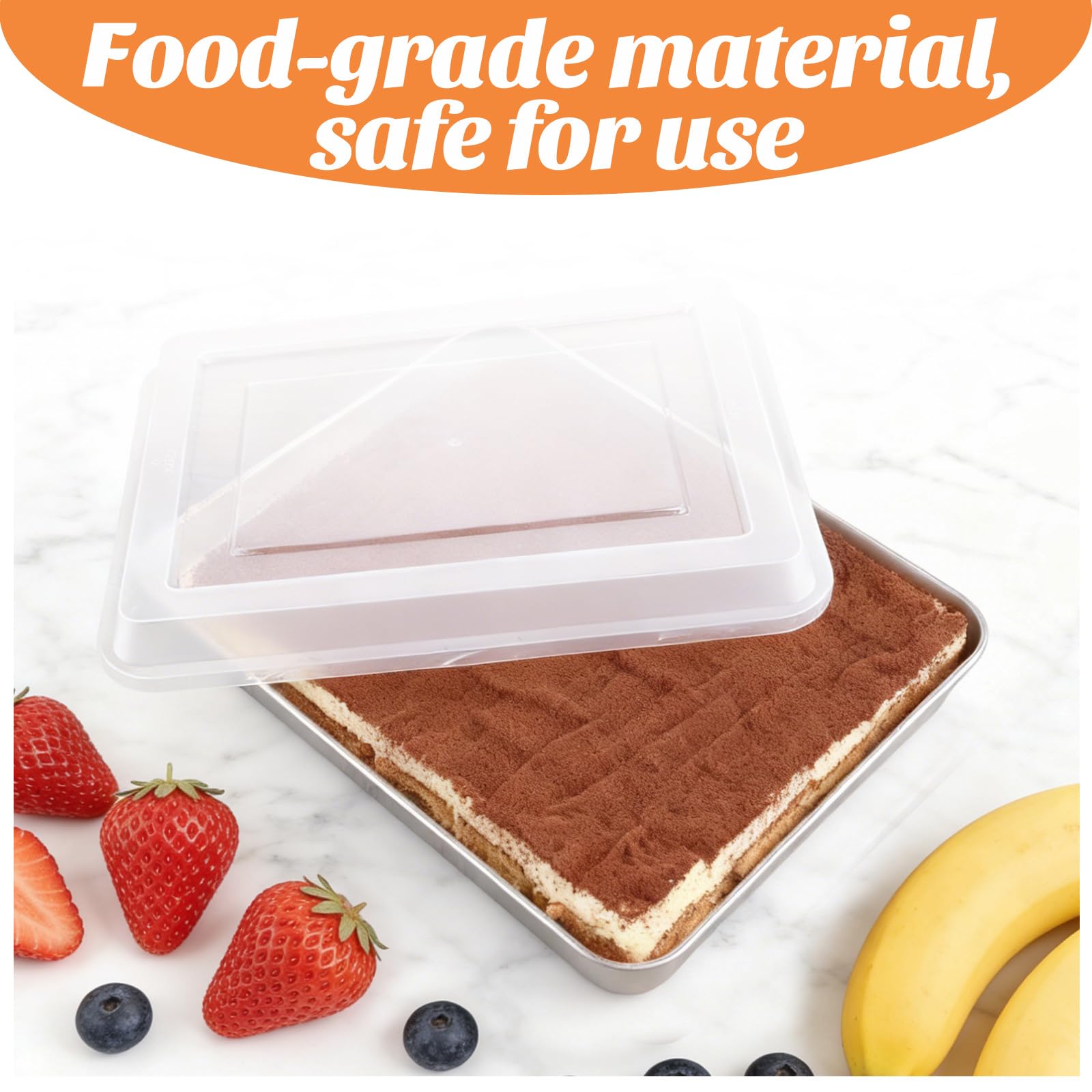 WOPPLXY Set di 3 teglie con coperchio, 31 x 24 x 5 cm, teglia con coperchio, in acciaio inox tiramisù con coperchi per torte e lasagne, lavabili in lavastoviglie