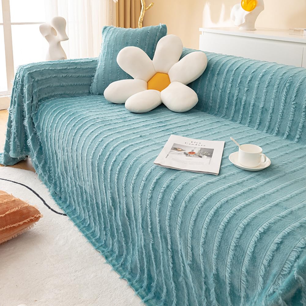 Housse de canapé en velours de lait bleu 180x200 pour salon moderne