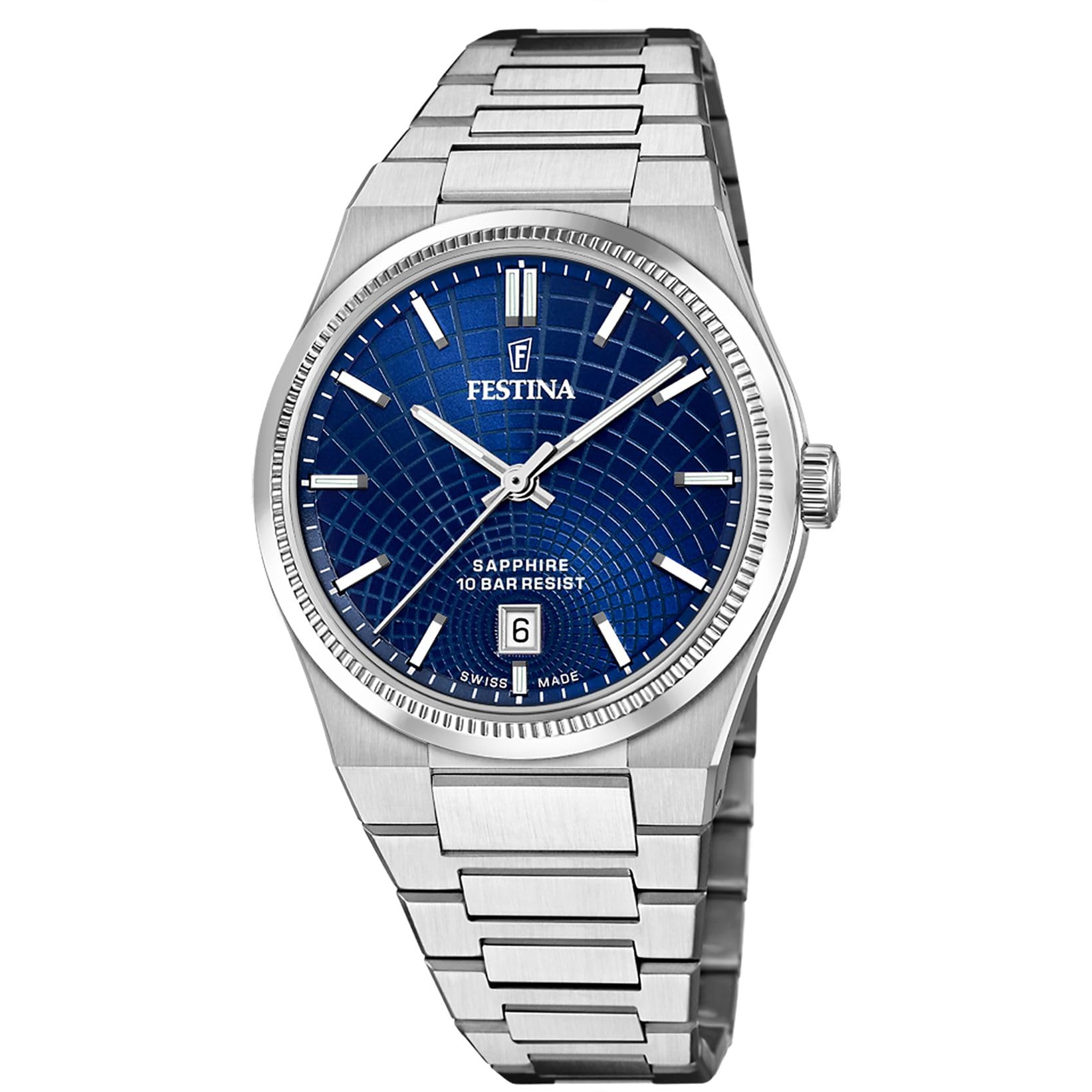 Festina Swiss Made Reloj Hombre Analógico de Acero Inoxidable 316l Plateado