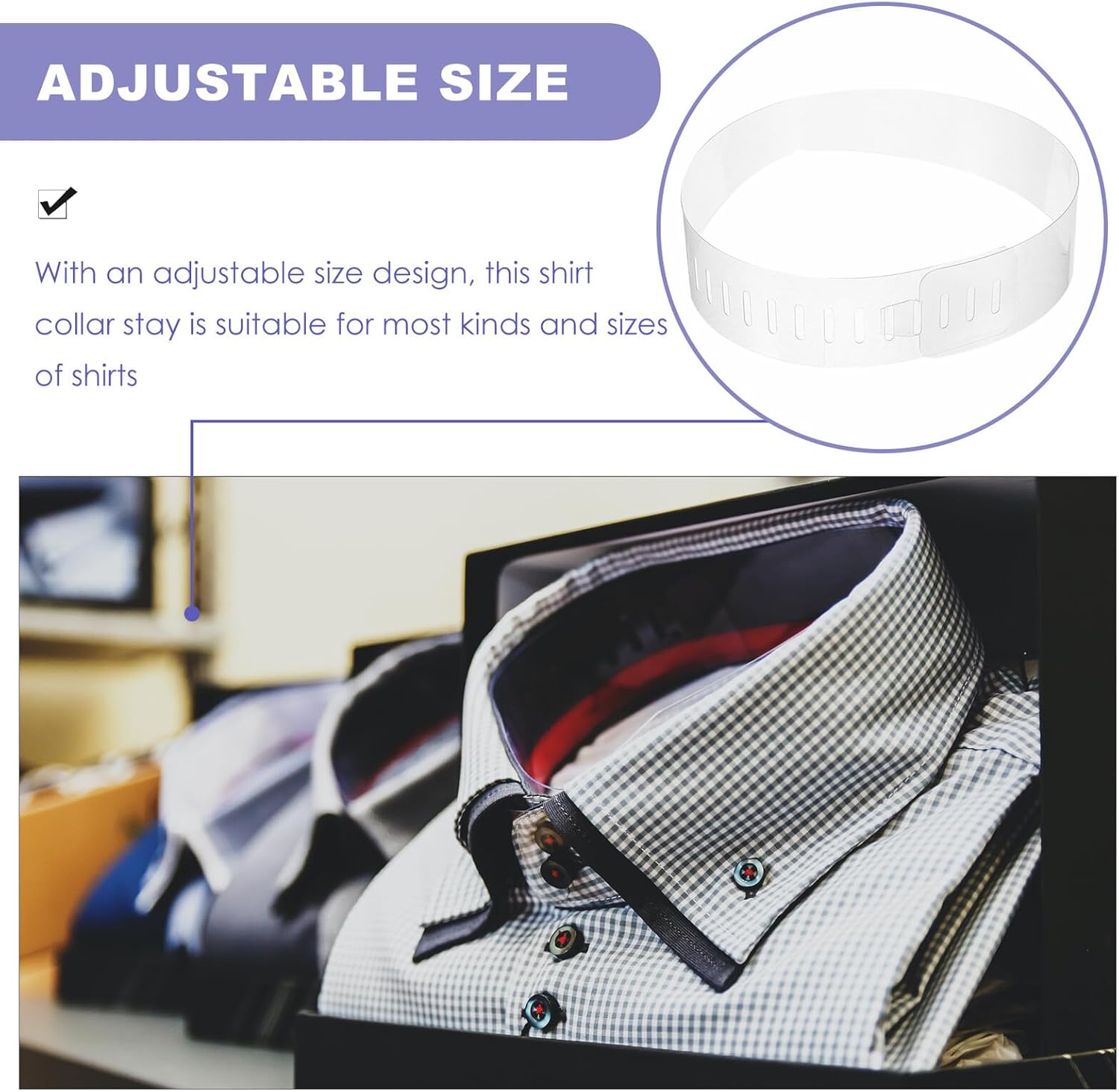 POPETPOP 100pcs Plastic Shirt Collar Stays Adjustable Transparent Collar Support Strips for Men Dress Shirts Fixing Supplies