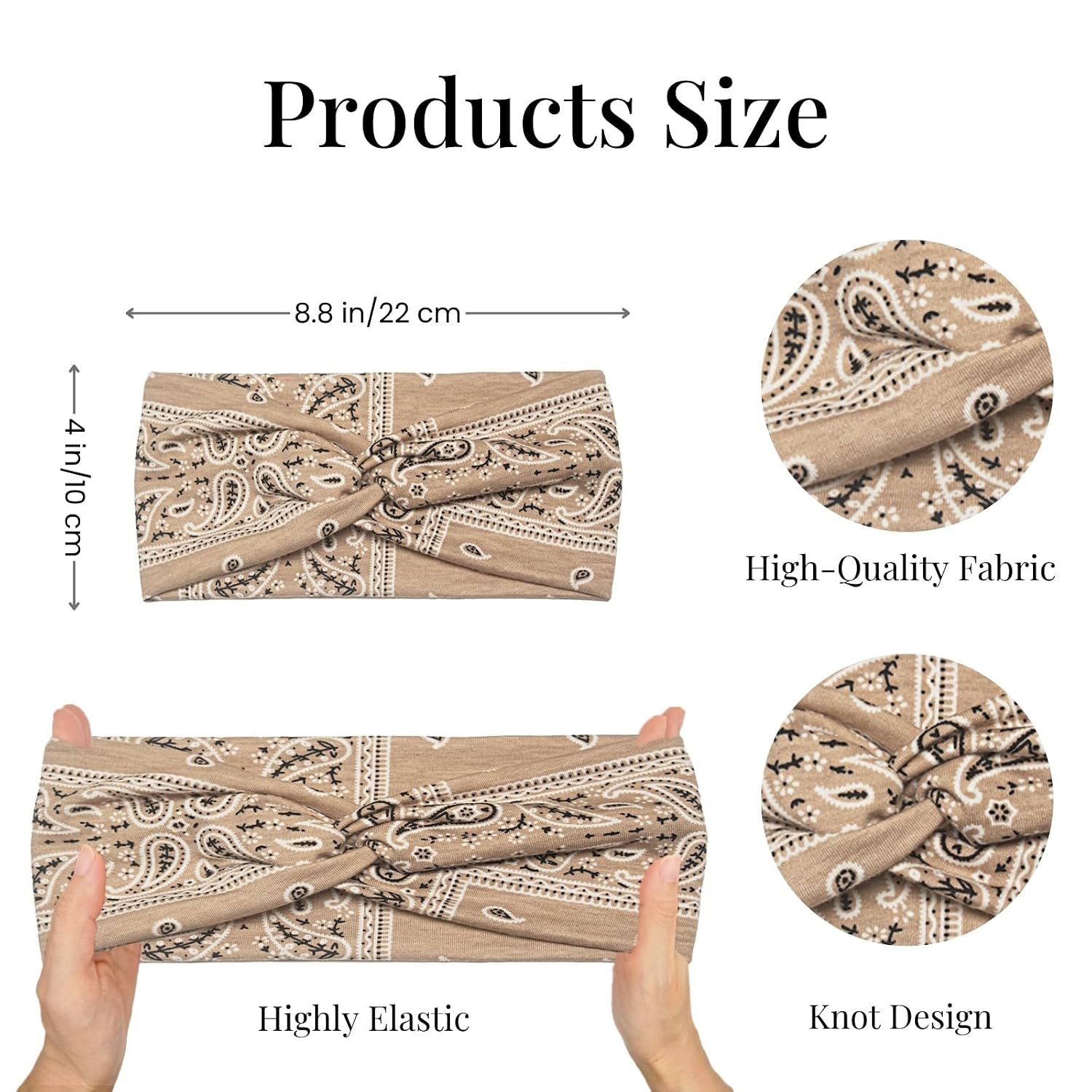 Headbands for Women Non Slip Cross Yoga Headhand Bandana Paisley Wide Head Bands African Head Wraps Workout Hair Wrap Accessories 8 Pack