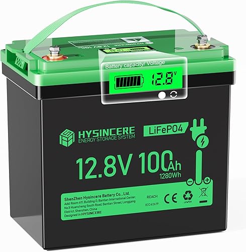 Mini batería LiFePO4 de 12 V 100 Ah, batería de litio de ciclo profundo con BMS de 100 A, máx. 1.28 kWh, hasta 15000 ciclos y vida útil de 10 años