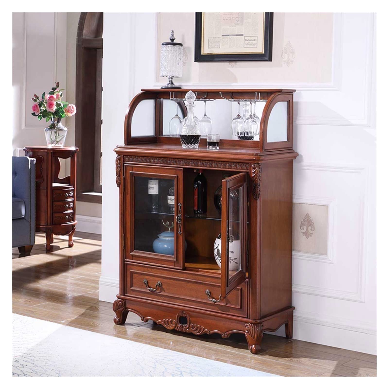 Amazon.com: SABALON Wine Rack Coffee Bar Glass Wine Cabinet