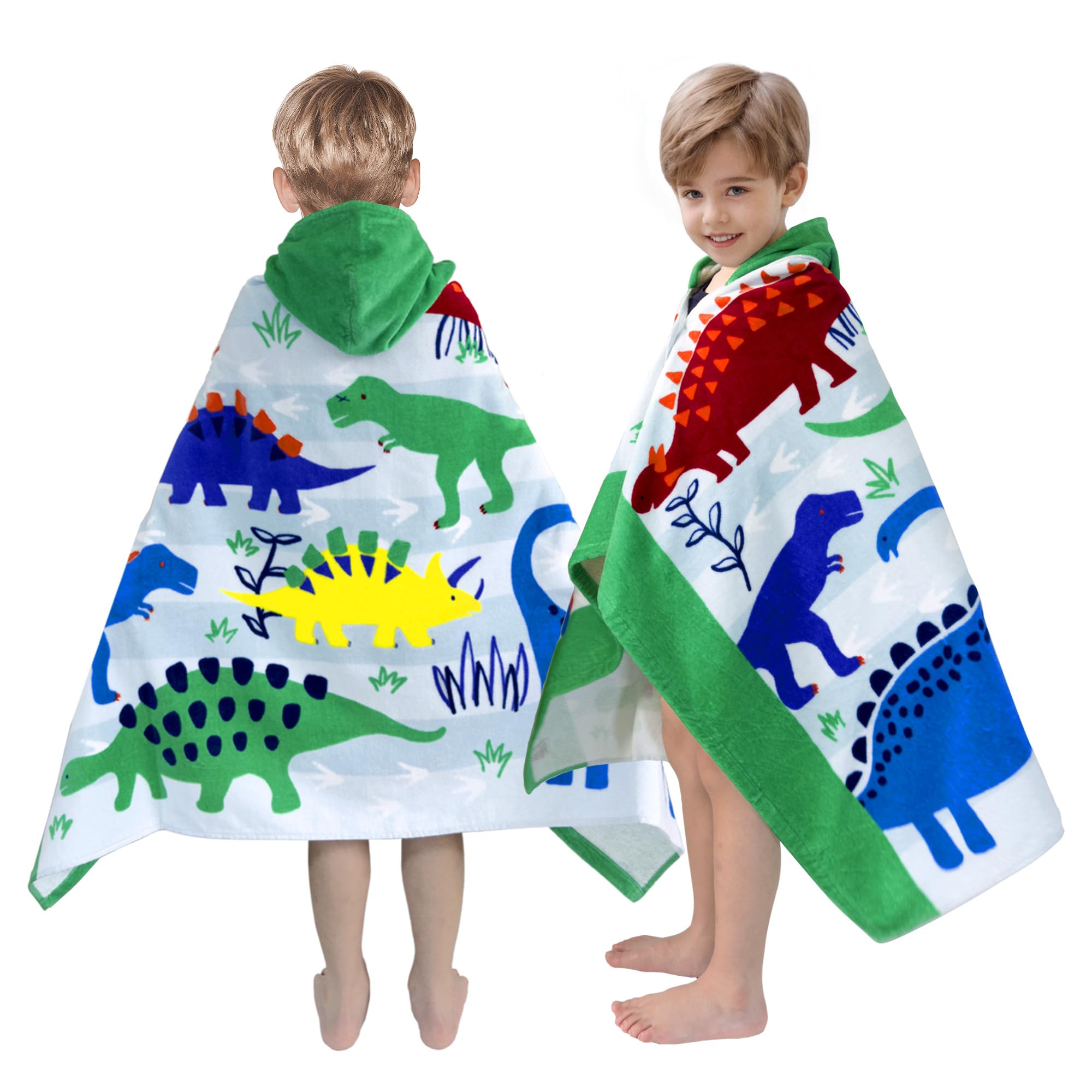 Toallas con capucha para niños – Toalla de baño para niños, playa, toalla de natación, 3 a 10 años, poncho con capucha de playa 100% algodón, tamaño grande, suave, grueso, lindo y absorbente, toallas