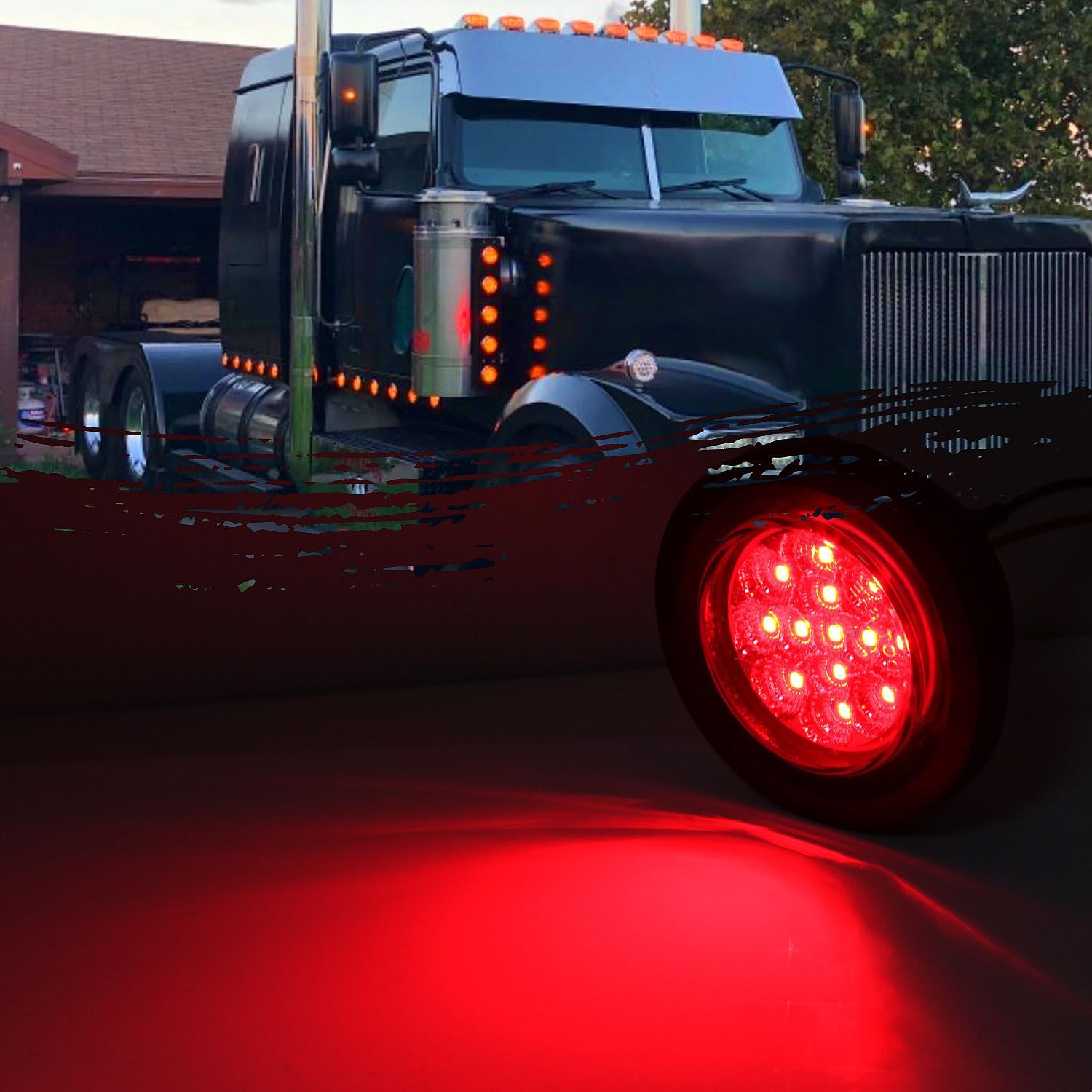 2.5" Inch Round LED Clearance Side Marker Lights 13 LED w/Clear Reflector Lens, 10 Amber + 10 Red 2.5" Led Round Trailer Side Marker Lights Sealed Flush Mount w/Grommet and 2 Prong Pigtails