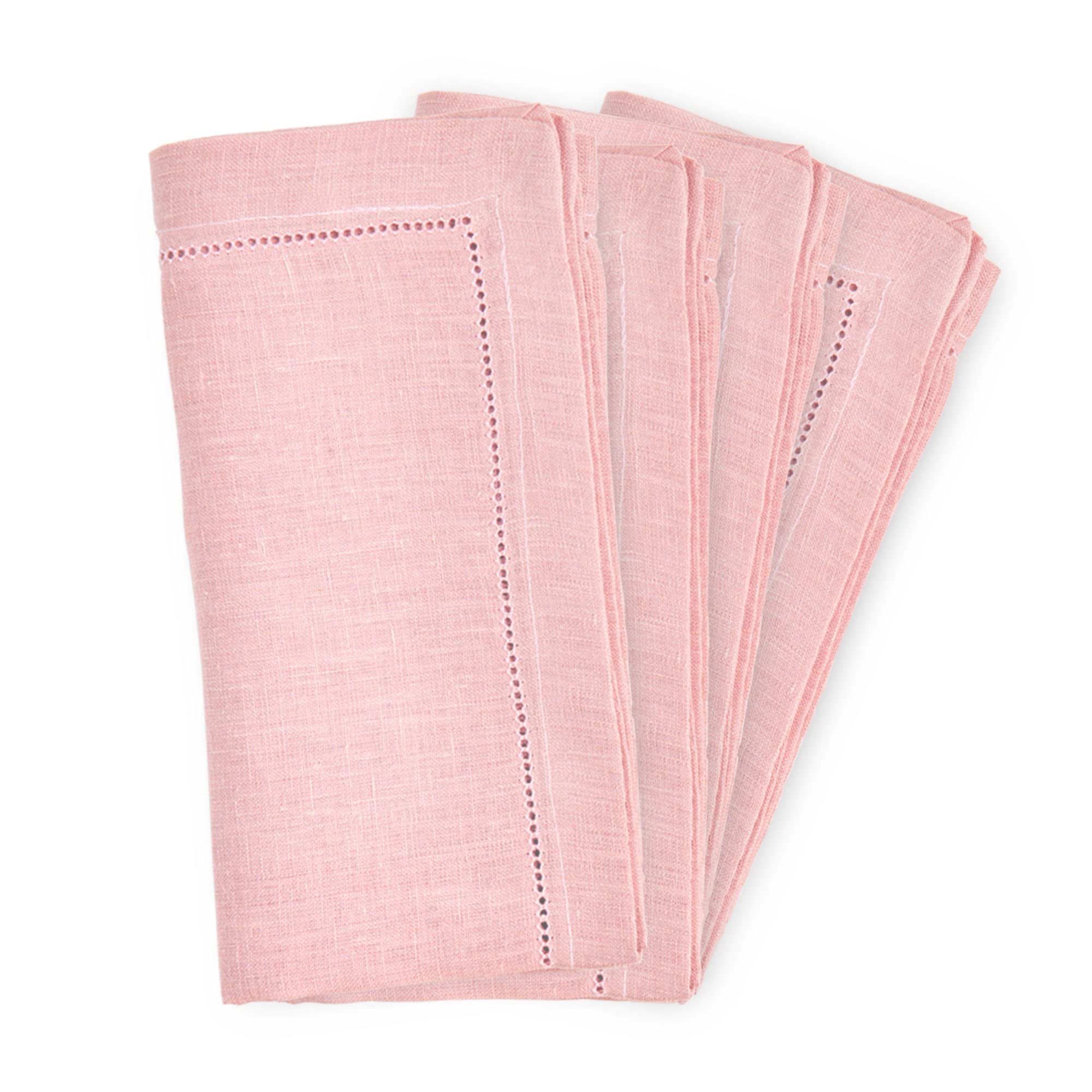 Linen Napkins - Dusty Pink Linen Napkins set of 4 - 100% Linen Hemstitched edge luxury design - Arrives beautifully packaged from London-based brand, Clio and Clover