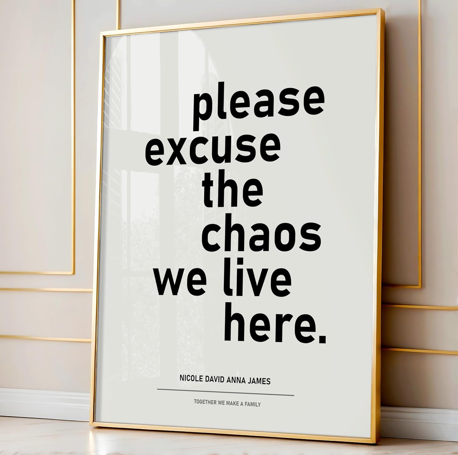 Poster Master Personalized Please Excuse The Chaos Print, Customized Typography Poster and Canvas, Humorous Art, Minimal Decor, Gift for Family, Friends, Available in 8x10 to 30x40