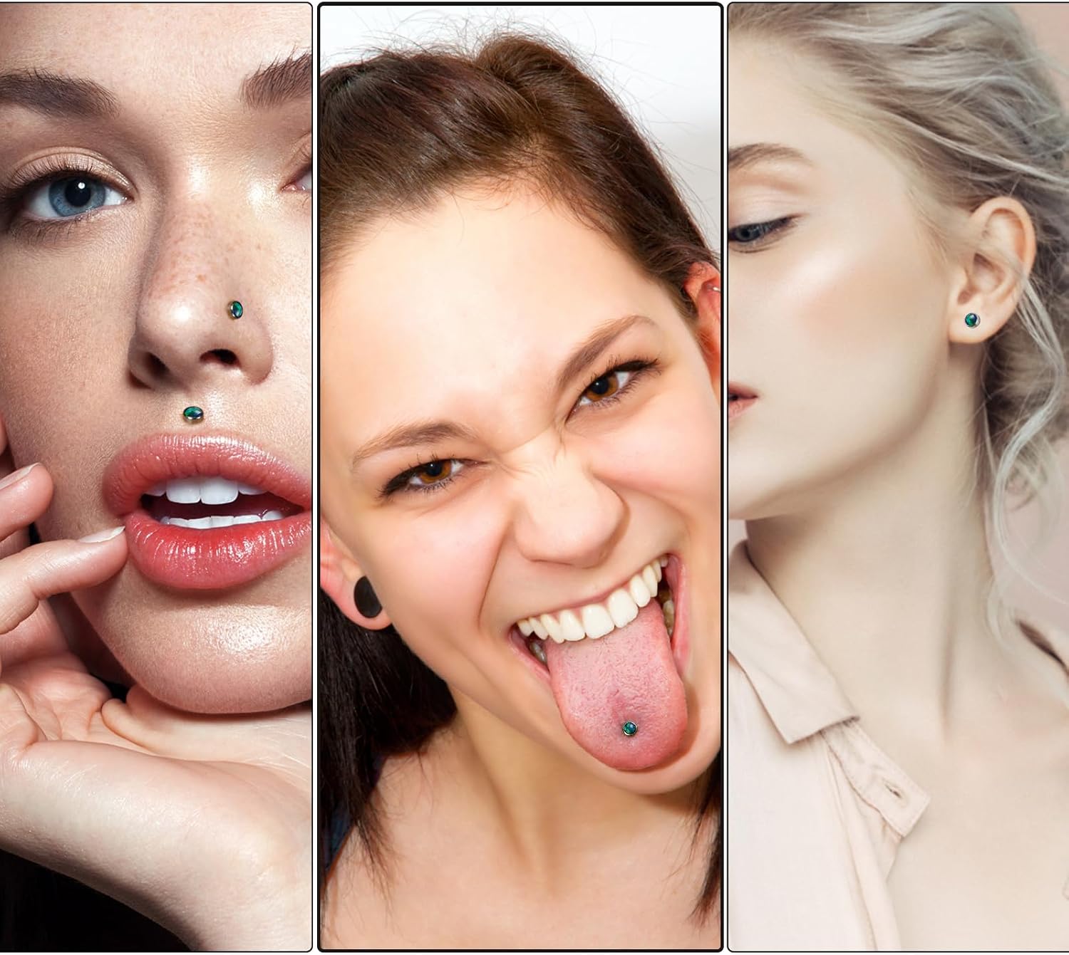 1pc/2pcs 16G 6mm/8mm/10mm G23 Titanium Internally Threaded 4mm Blue/Green/Pink/White/Purple Synthetic Opal Labret Monroe Lip Tragus Cartilage Earring Ring Nose Stud Piercing Jewelry
