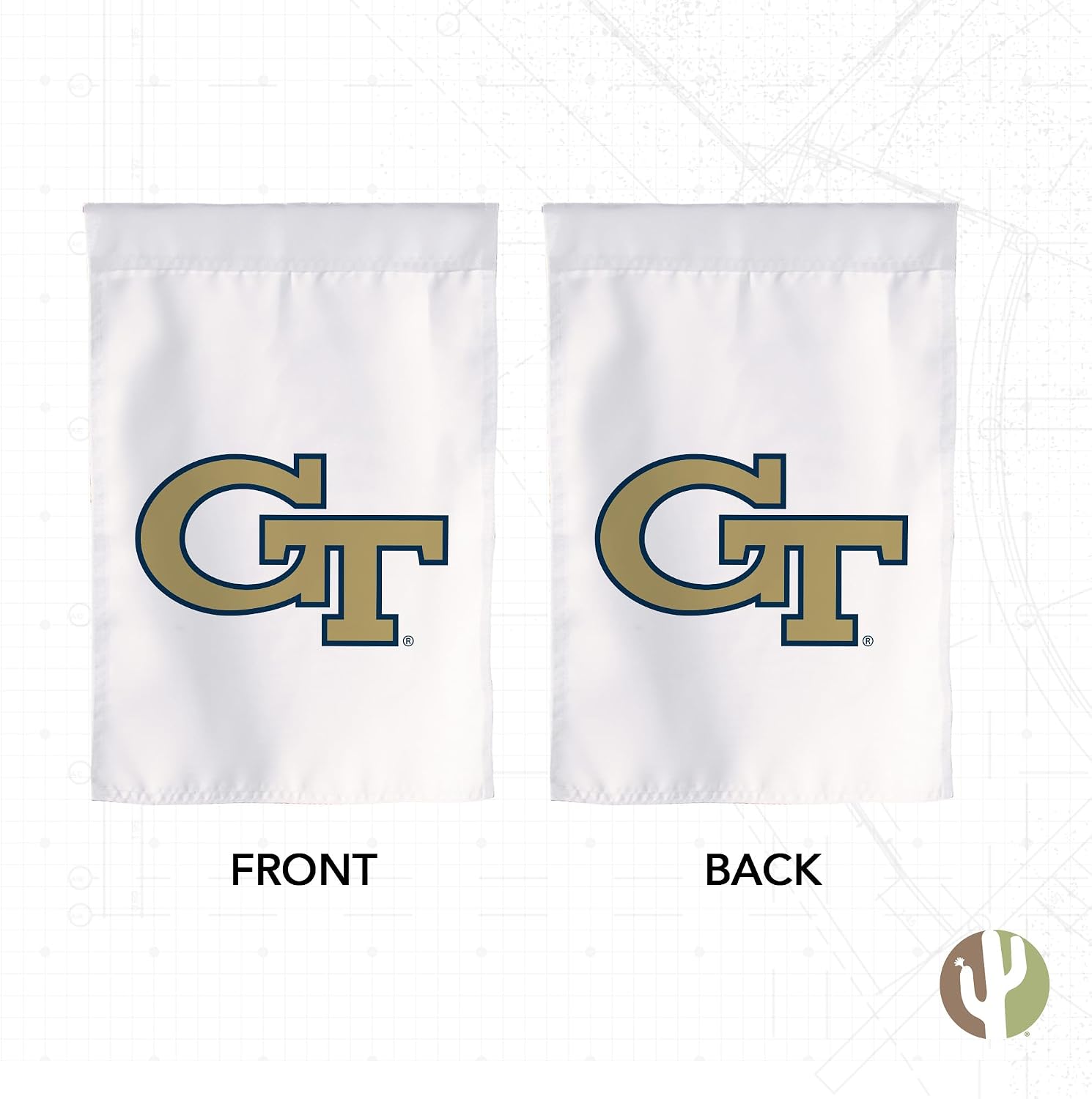 Desert Cactus Georgia Tech GT Garden Flag – 19 x 12 inch Georgia Tech Yellow Jackets Banner, For Outdoor Display and Events (Design G)