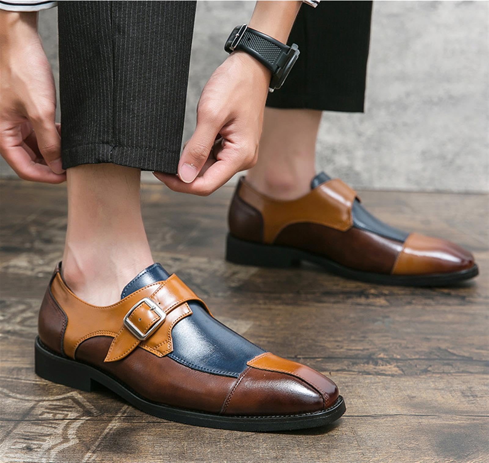 Scarpe Uomo Monk Strap Eleganti Mocassini Formali per Ufficio Lavoro | Calzature Maschili Nere Similpelle Cerimonia Matrimonio Comode Suola in Gomma Design Raffinato Regalo Uomo Moderno
