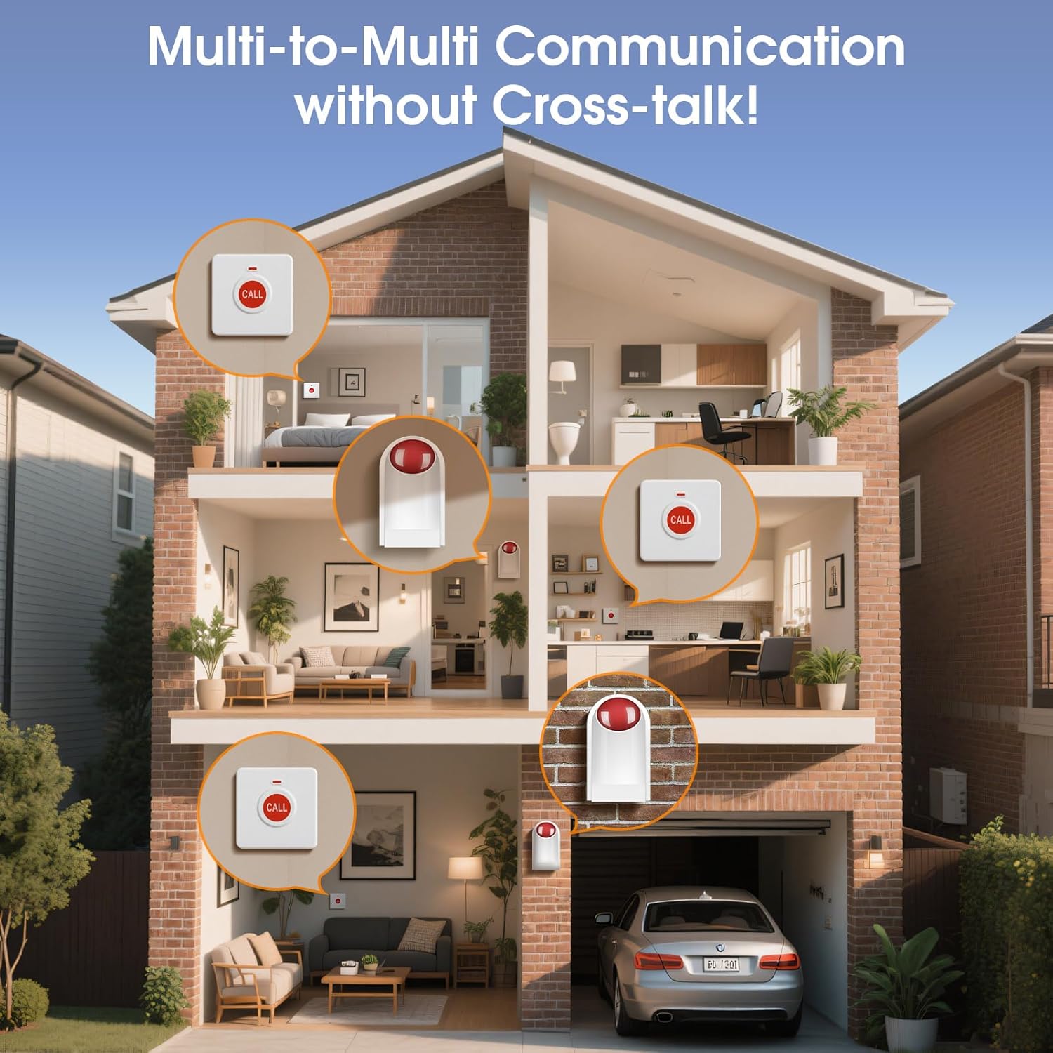 Panic Button Alarm – Wireless Emergency Call System for Elderly & Disabled, Battery Powered, 130dB Adjustable Volume, 350ft Range – for Bathroom, Home, Warehouse & More (1 Siren+2 Buttons)