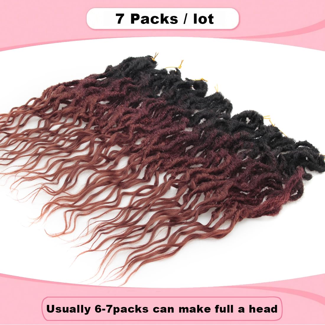 Faux Locs Crochet Hair 18 Inch Soft Locs 7Packs Boho Goddess Locs Crochet Hair with Curly Ends Pre-looped Crochet Locs for Black Women Dreadlock Synthetic Crochet Braids (OT530/350, 18Inch(Pack of 7))